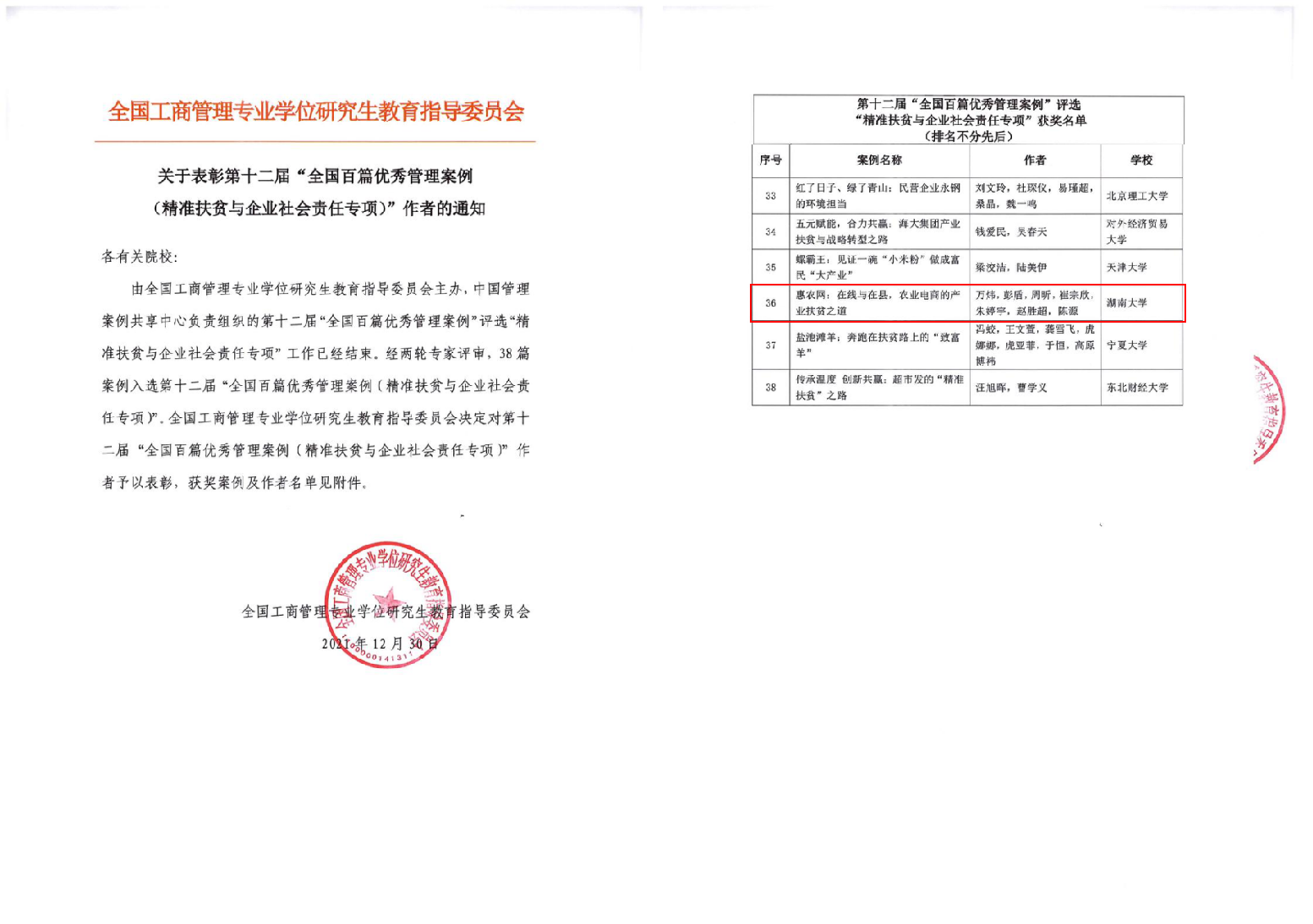 走進中國MBA課堂!惠農網獲評第十二屆“全國百篇優秀管理案例”